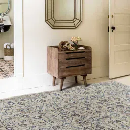 obeetee Brown Floral Cotton 5 ft x 7 ft Hand Knotted Carpet-picture-2