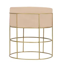 GLOBALLY INDIAN Cream-Colored Cylindrical Velvet Ottomans-46