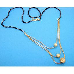 FEMMIBELLA Gold-Plated Black-Beaded Mangalsutra-image-46