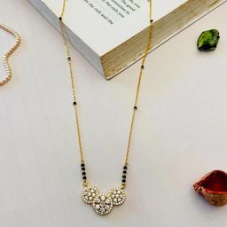 ABDESIGNS Gold-Plated Stones Studded & Beaded Mangalsutra-52
