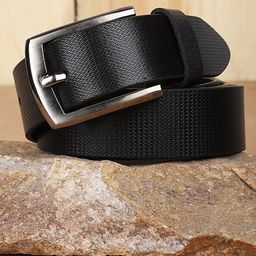 The Roaster Lifestyle Co. Men Black Textured Leather Formal Belt-image-36