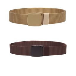 ZORO Men Pack Of 2 Textured Slider Plastic And Anti Allergy Buckle Canvas Wide Belts-picture-37
