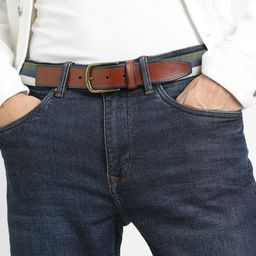 SIMON CARTER LONDON Men Striped Leather Belt-image-80