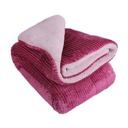 Nivasam Maroon & Pink Striped Heavy Winter 1000 GSM Double Bed Quilt-image-60