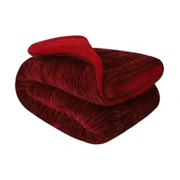 Nivasam Maroon & Red Striped Heavy Winter 1000 GSM Double Bed Quilt-image-63