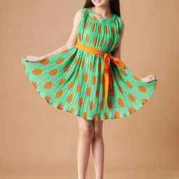 Cherry & Jerry Pleated Georgette Fit & Flare Dress-image-12