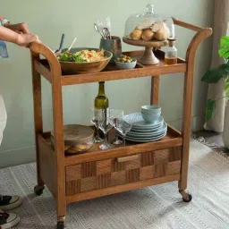 ellementry Bruno Solid Wood Bar Trolley in Brown Colour-picture-37