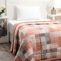 MASPAR Orange & Grey Abstract Printed 300 GSM Cotton Single Bed Quilt-10