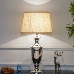 kapoor lampshades Emlyn Chrome Finish Metal Table Lamp with Printed Cotton Shade-picture-39