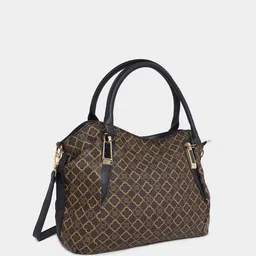 Styli Geometric Textured PU Oversized Structured Satchel with Quilted image 1