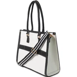 Womanix Colourblocked Oversized Structured Handheld Bag with Quilted image 2