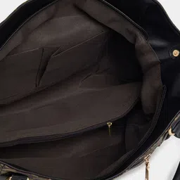 Styli Geometric Textured PU Oversized Structured Satchel with Quilted image 3