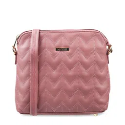 Metro Peach-Coloured Textured Structured Sling Bag with Quilted-18