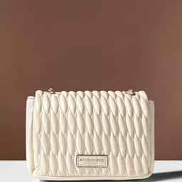 Accessorize Textured Synthetic Leather Structured Quilted Sling Bag-6