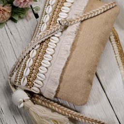 Anekaant Embellished Jute Structured Sling Bag With Tasseled Detail-52