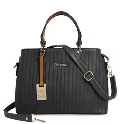 Exotic Black Textured PU Structured Handheld Bag image 1