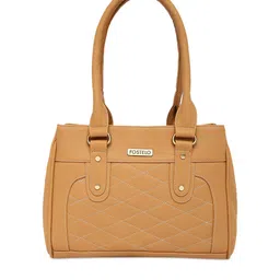 Fostelo Beige Textured PU Structured Shoulder Bag with Quilted-48