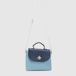 Globus Blue & Navy Blue Structured Satchel-image-11