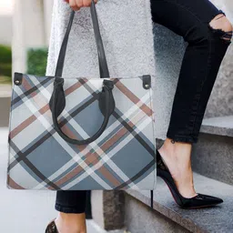 FARGO Checked Structured Tote Bag image 4