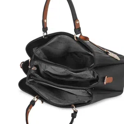 Exotic Black Textured PU Structured Handheld Bag image 4