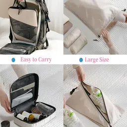 HOUSE OF QUIRK Beige Set of 6 Water Resistant Multi-Utility Organisers image 3