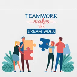 rawpockets Blue & Red Team Work Printed Waterproof PVC Vinyl Wall Sticker-23