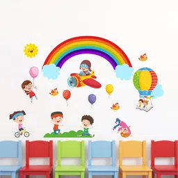 rawpockets Multicolored Kids Playing activities Wall Stickers-image-97