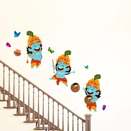 rawpockets Multicolored Krishna with Butter Pot Wall Stickers-image-96