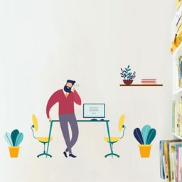 rawpockets Red & Grey Office Boss Printed Waterproof PVC Vinyl Wall Sticker-21