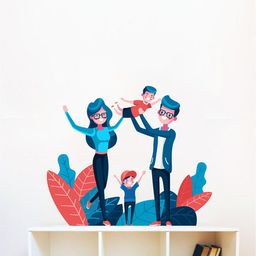 rawpockets Blue& Red Kids Playing PVC Vinyl Wall Sticker-5