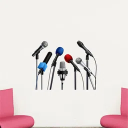 rawpockets Multicolour PVC Meet MicroPhones Wall Sticker 45x60 cm-image-91