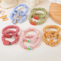 Yellow Chimes Girls Set Of 10 Multicoloured Ponytail Holders-52