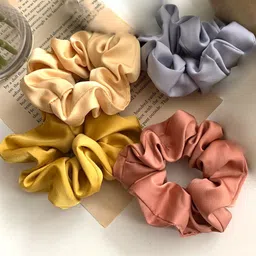 Yellow Chimes Women Set of 4 Women Yellow & BeigePonytail Holders-image-23