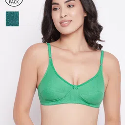 Clovia Green & Black Set Of 2 Geometric Non Padded Non Wired Everyday Bra-image-83