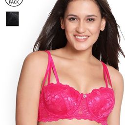 Susie Pink & Black Floral Bra Underwired Lightly Padded-image-15
