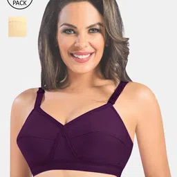 Sonari Nude-Coloured & Purple Pack of 2 Non Padded Non Wired All Day Comfort Bra Combo-image-48
