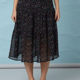 Aila Floral Printed Midi Skirts-image-96