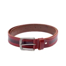 bacca bucci Men Maroon Textured Leather Belt-image-6