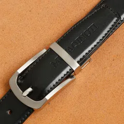 MUTAQINOTI Men Black Textured Vegan Leather Reversible Belt-image-59
