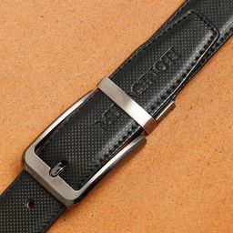 MUTAQINOTI Men Black Textured PU Formal Belt-image-80