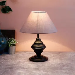 new era Grey Cotton table lamp with black base-picture-40