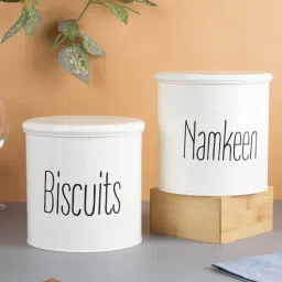 market 99 1700 Ml White Mild Steel (Set of 2 ) AirTight Storage Container-picture-40