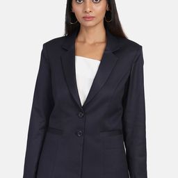 PowerSutra Women Blue Solid Single Breasted Formal Blazers-picture-10