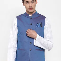 NEUDIS Men Dupion Silk  Mandarin Collar Nehru Jackets-image-64
