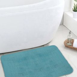 OBSESSIONS Teal Blue Solid Anti-Skid Bath Rug-image-91