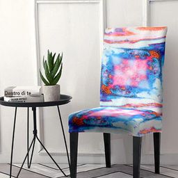 Cortina White & Blue Abstract Printed Non-Slip Chair Cover-19