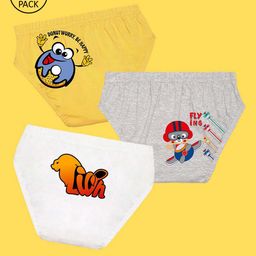NUSYL Boys Pack Of 3 Printed Pure Cotton Basic Briefs-picture-25