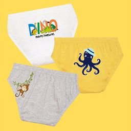 NUSYL Boys Pack of 3 White,Yellow,Grey Printed Briefs-image-75