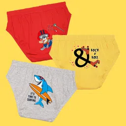 NUSYL Boys Pack of 3 Red,Yellow,Grey Printed Briefs-image-75
