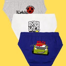 NUSYL Boys Pack of 3 Grey,White,Blue Printed Briefs-image-92